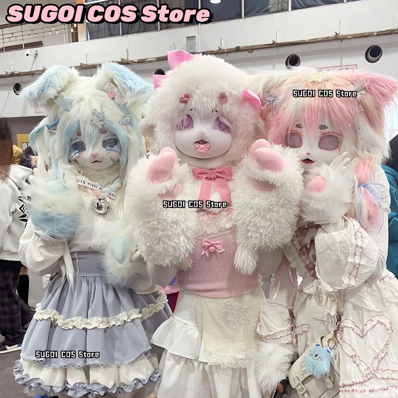 Anime Cosplay With Mask - aBcSCS*Fursuit Kopfmaske Kigurumi Niedliche Fellmaske Cosplay