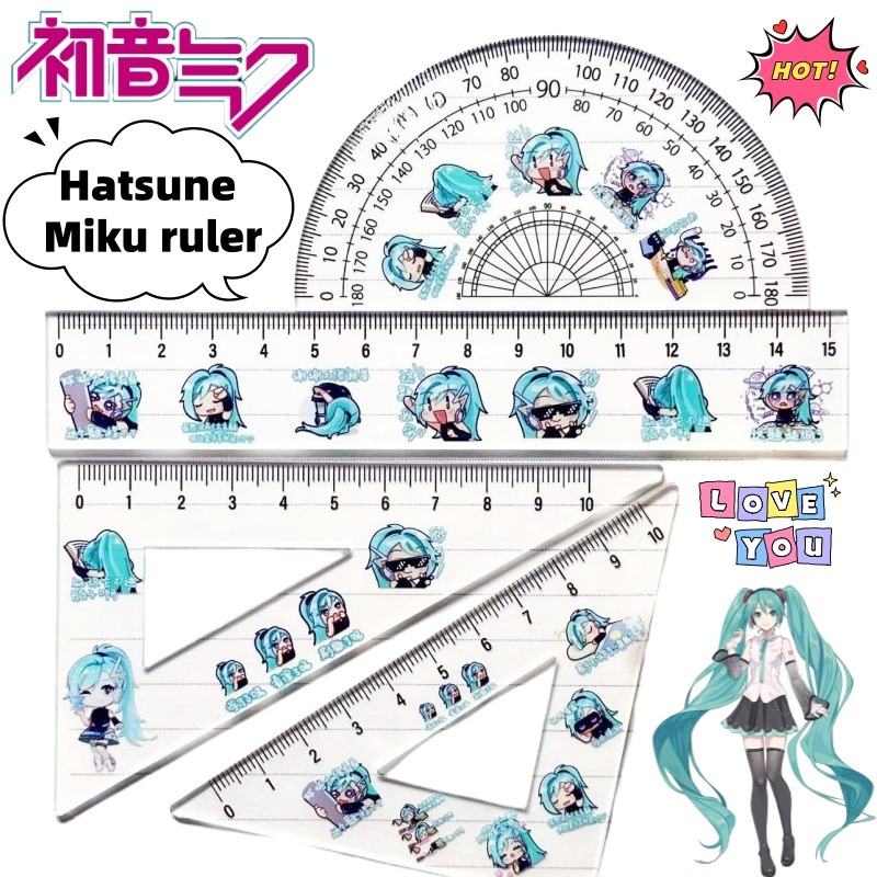 Cosplay Anime N - Neues Hatsune Miku niedliches Cartoon-Schüler-Lineal, kreatives