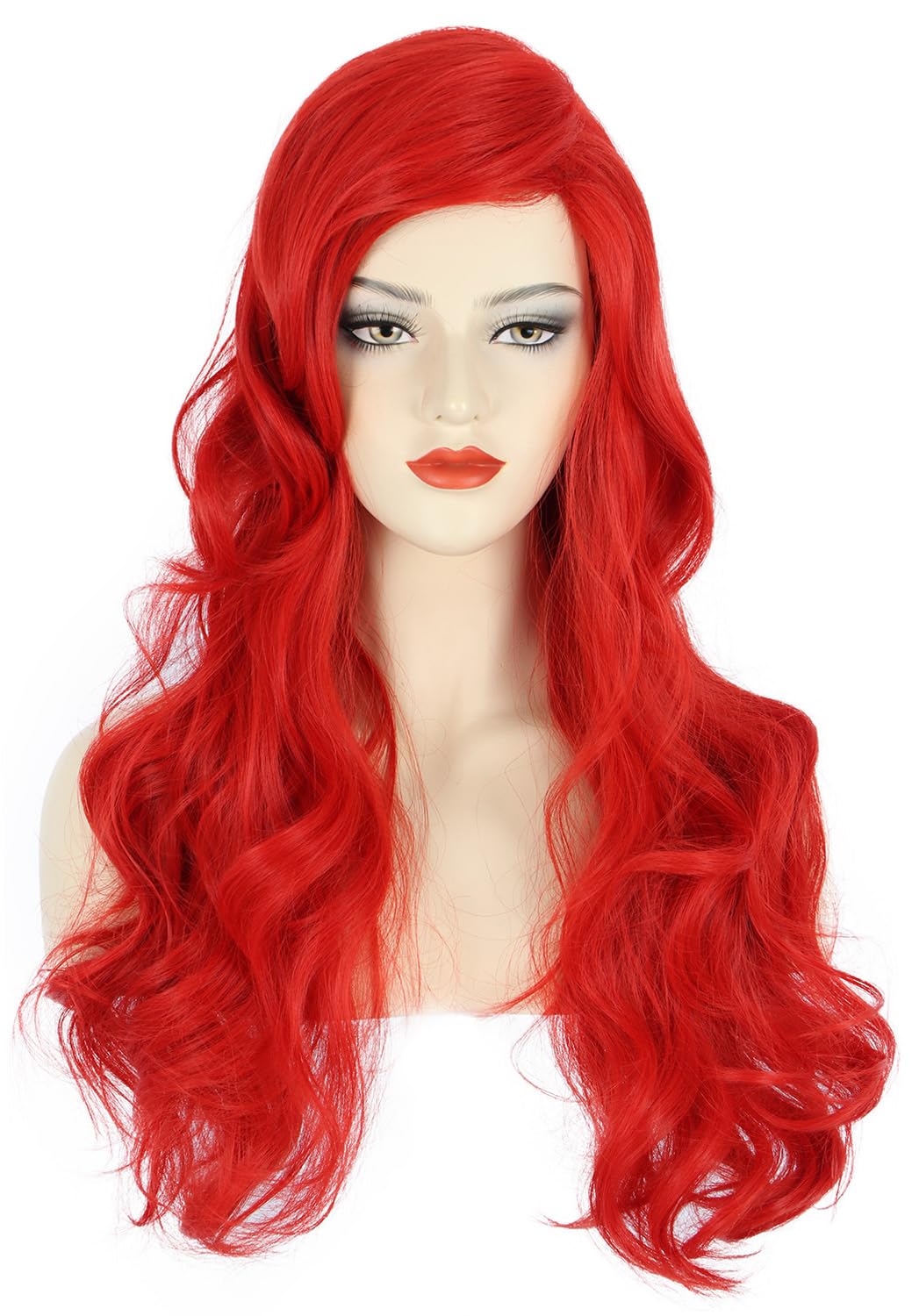 Anime Cosplay Red Hair - Frauen lange gewellte rote Perücken Halloween