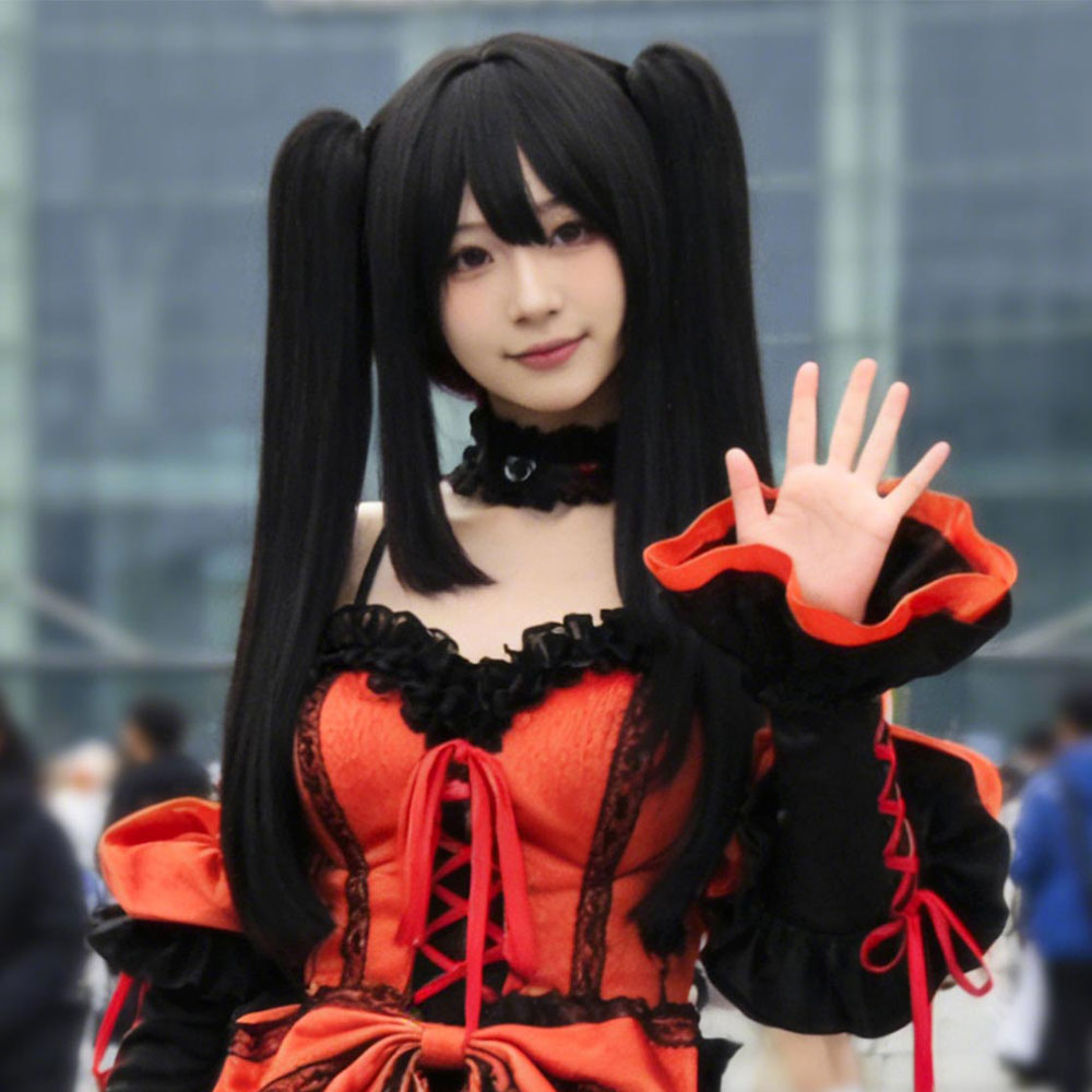 Anime Cosplay Long Black Hair - Date A Live Tokisaki Kurumi Cosplay