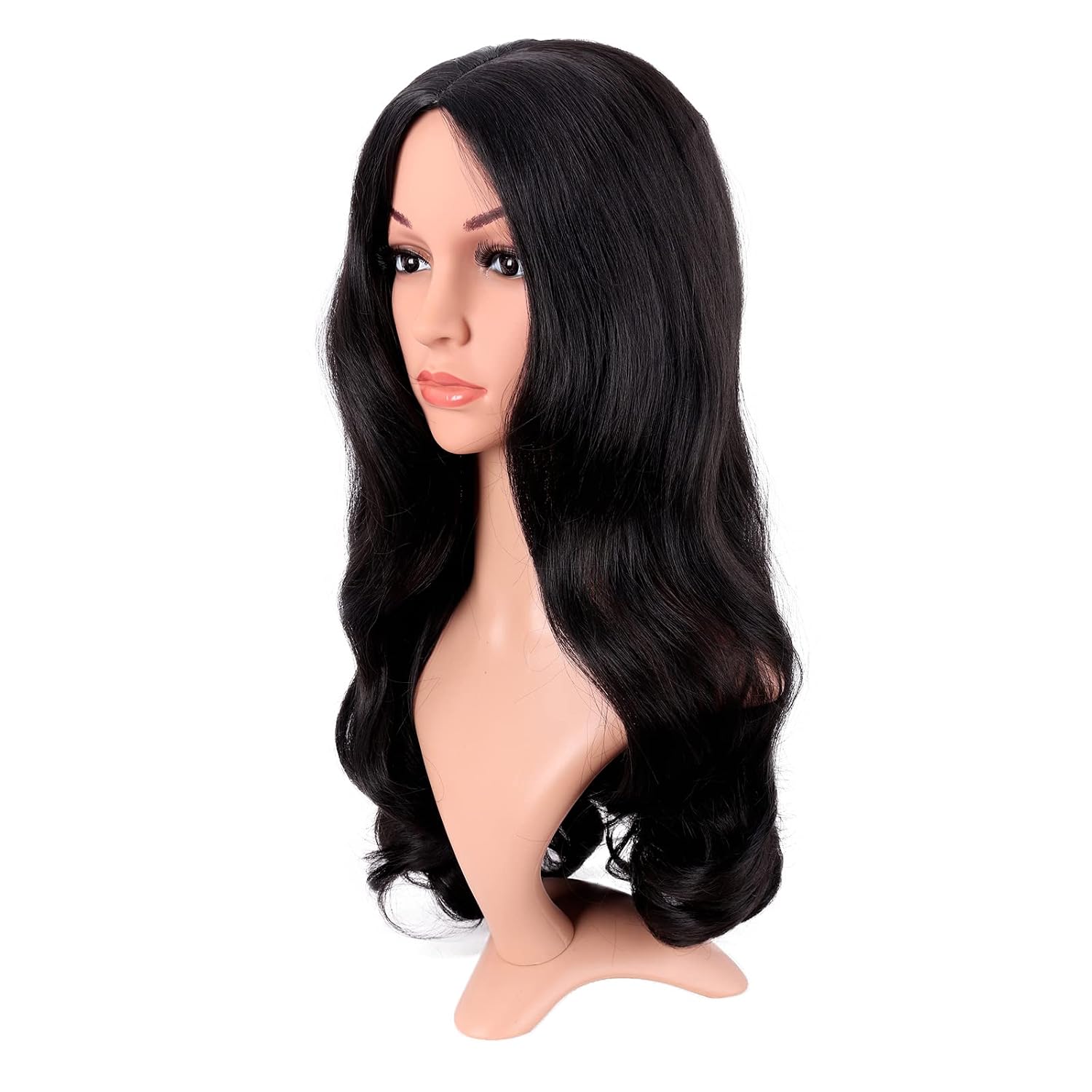 Lange Lockige Perücke mit Mitt – Anime Cosplay Long Black Hair Bewertung und Preis